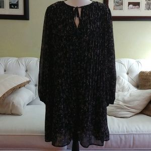 a new day Floral Print Pleated Long Sleeve Dress